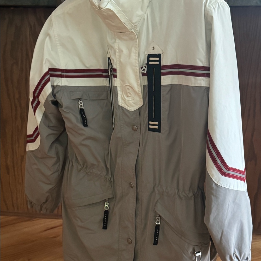Bogner White and Gray Ski Jacket with Durable Design